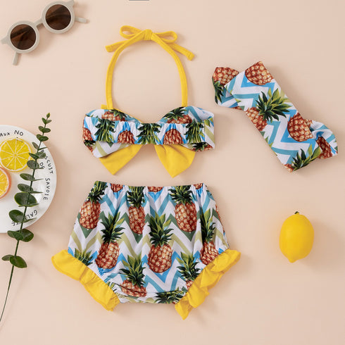 Summer Girl's Pineapple Swimsuit Set of Three